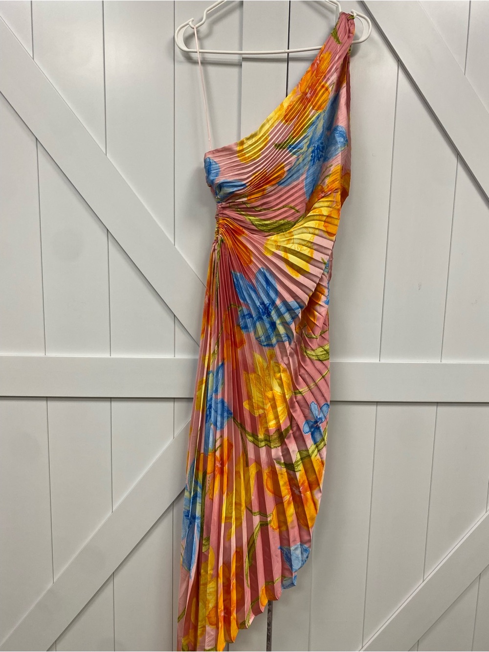 VICI Yellow & Pink Pleated Floral dress - Picture 3 of 3